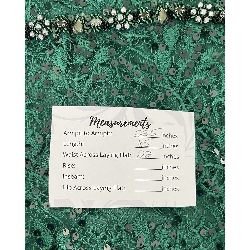 Mac Duggal #68016 Emerald Green Beaded Embroidery Illusion Sleeve Dress Size 22 - Picture 7 of 8